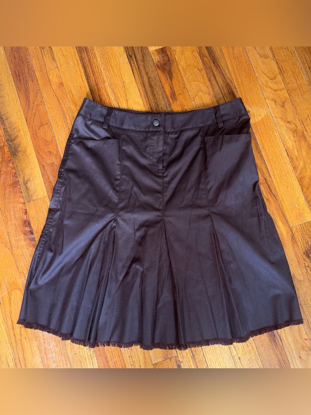 Vintage Chocolate Brown Pleated Skirt